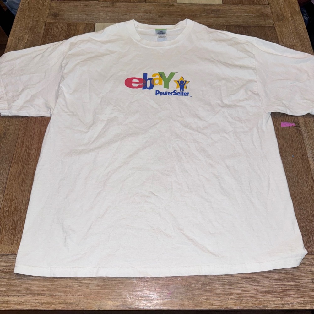 eBay PowerSeller T-Shirt Mens 2XL White Excellent Vintage Y2K Logo Tee